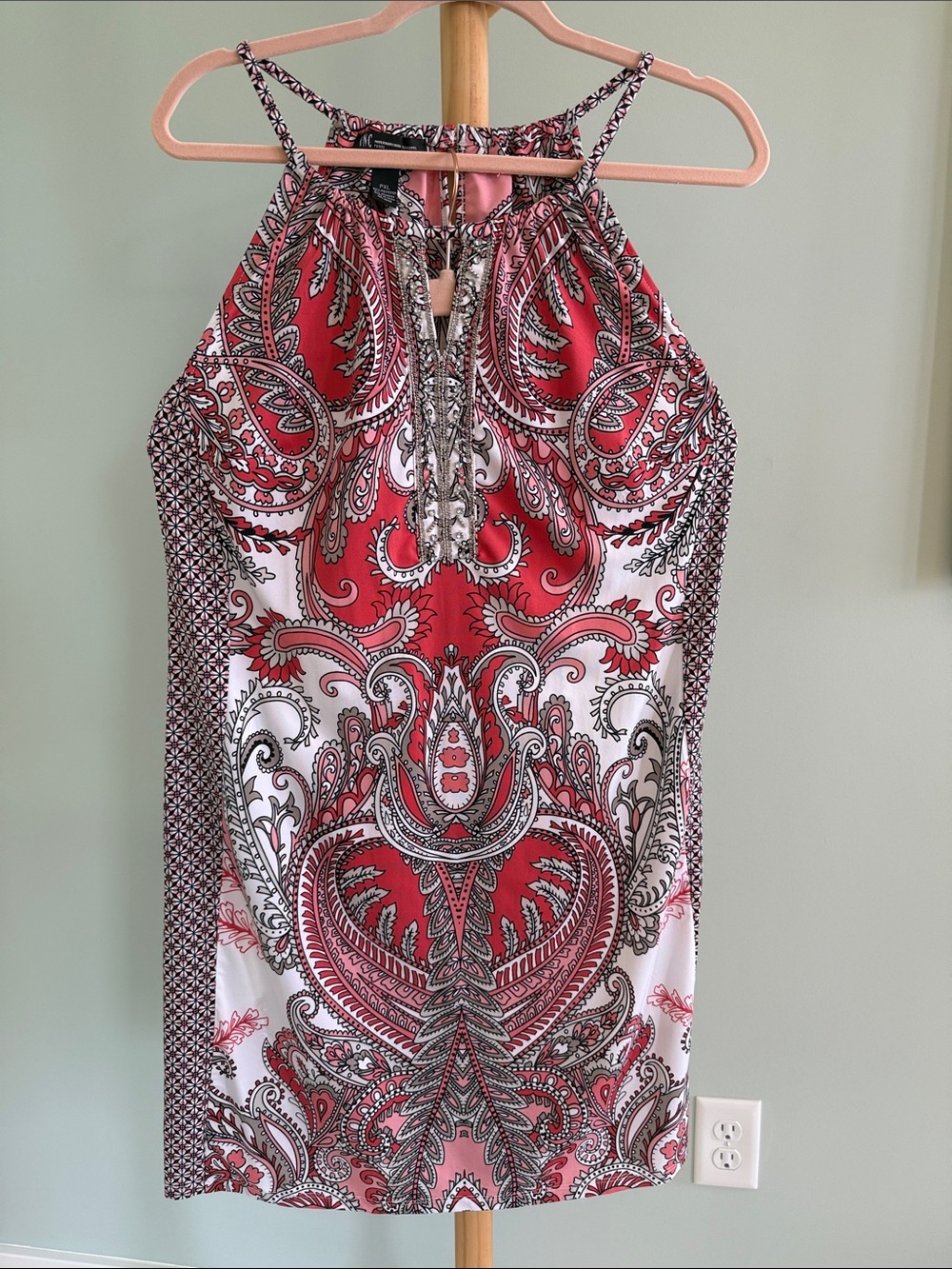 Women’s INC International Concepts Pink and White Paisley Halter Dress NWOT